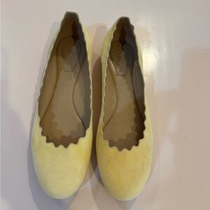 Chloe yellow suede scalloped ballerina flats size 39 NEW